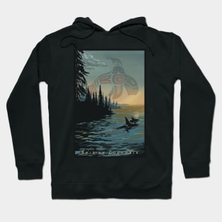 Retro BC Orca Travel Poster Hoodie